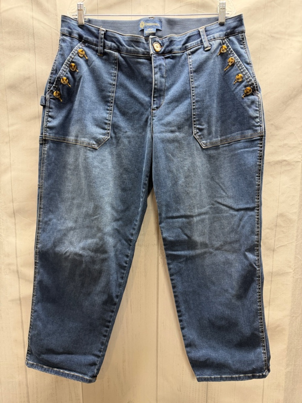 Democracy Ab Solution Button Accented Pockets Carpenter Straight Leg Jeans 18W